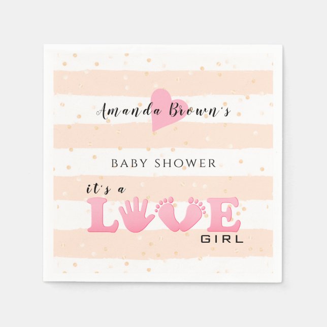 Serviette En Papier Baby shower Love Baby Girl (Devant)