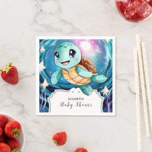 Serviette En Papier Baby shower magique de tortue sous-marine