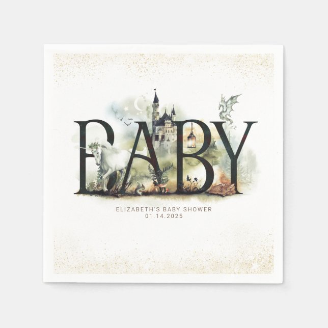 Serviette En Papier Baby shower magique Fairytale serviettes (Devant)