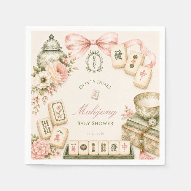 Serviette En Papier Baby shower Mahjong (Devant)