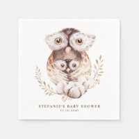 Baby Shower Maman et bébé Hibou Aquarelle Bohème