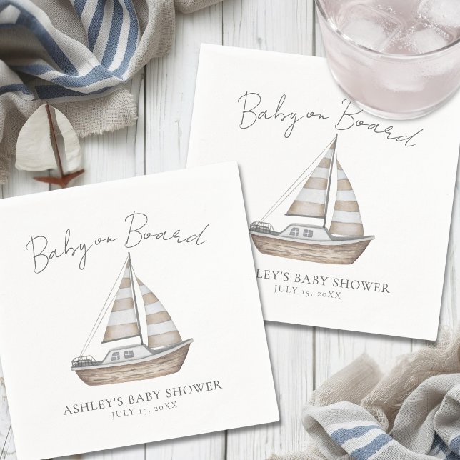 Serviette En Papier Baby-Shower Marin (Nautical Baby Shower Napkins)