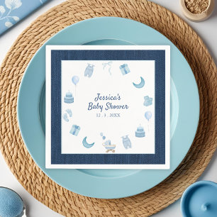 Serviette En Papier Baby shower Marine Blue Denim Blue Jean
