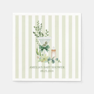 Serviette En Papier Baby shower Martini Espresso vert genre neutre