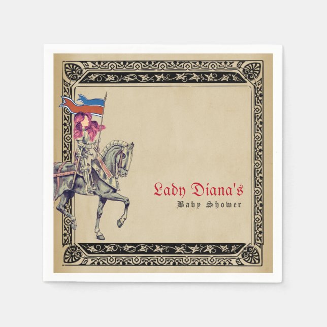 Serviette En Papier Baby Shower Médiéval Chevalier de la Renaissance (Devant)