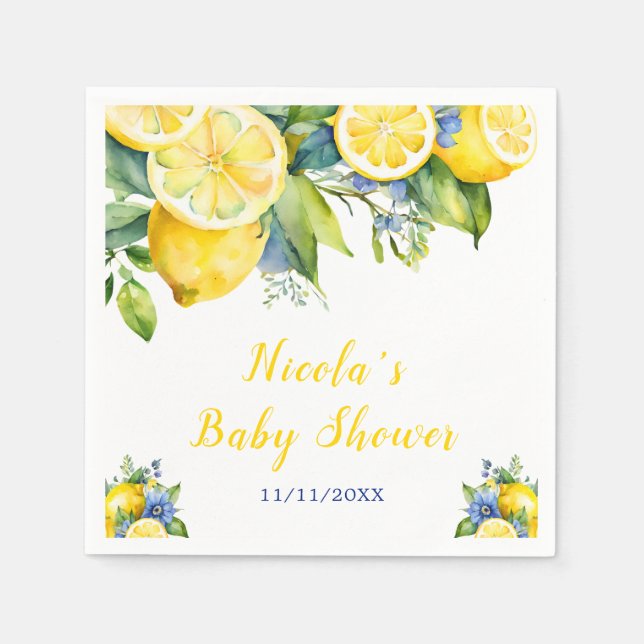 Serviette En Papier Baby shower méditerranéen Citrus Lemon (Devant)
