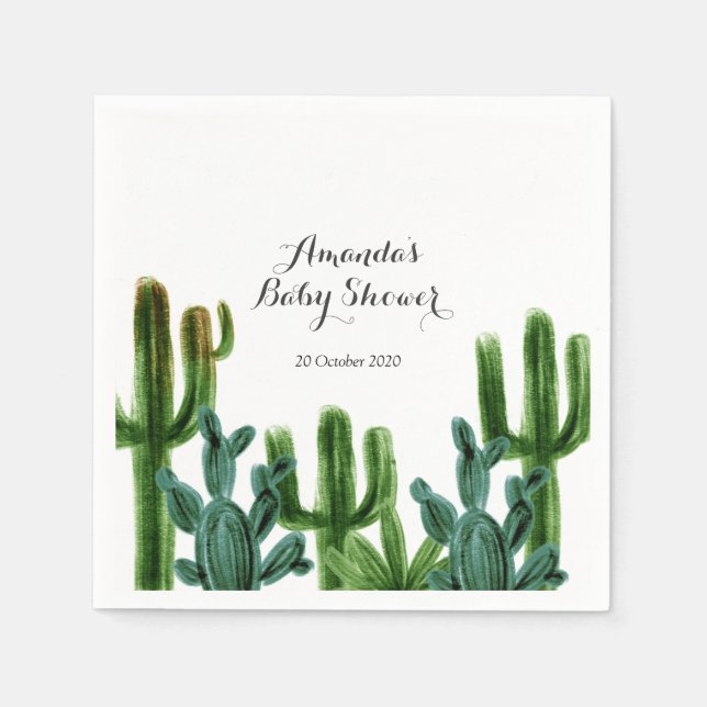 Serviette En Papier Baby shower Mexicain Cactus Papier de  (Devant)