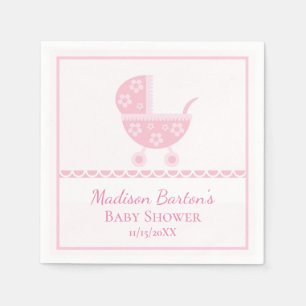 Serviette En Papier Baby shower mignon de fille de landau rose