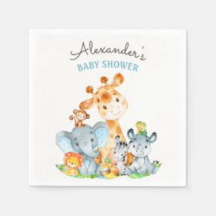 Serviette En Papier Baby shower mignon de jungle de safari d'aquarelle
