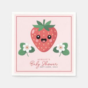 Serviette En Papier Baby-Shower Mignon Fraise Kawaii