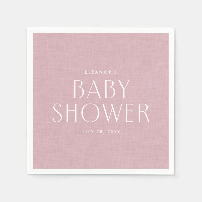 Serviette En Papier Baby shower mignon rose simple personnalisé (Devant)