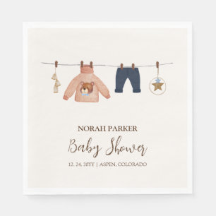Serviette En Papier Baby shower minimal Boho Boy Winter Clothesline