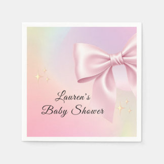 Serviette En Papier Baby-Shower Minimaliste Arc-En-Ciel Rose