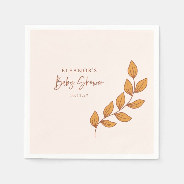 Serviette En Papier Baby shower minimaliste Boho Retro Vine Personnali (Devant)