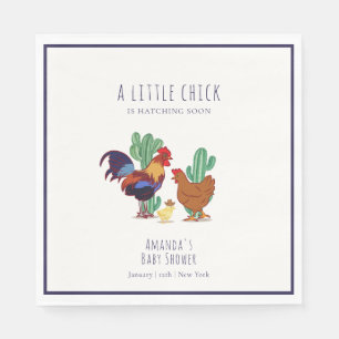 Serviette En Papier Baby Shower Minimaliste Cowboy Cactus Coq Poule