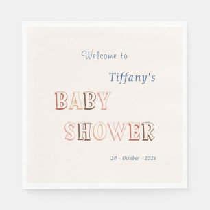 Serviette En Papier Baby-Shower Minimaliste Marron Moderne Neutre
