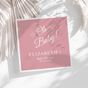 Serviette En Papier baby shower minimaliste moderne et poussiéreux ros