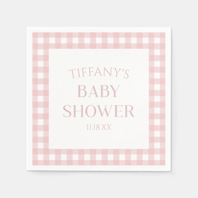 Serviette En Papier Baby shower minimaliste rose (Devant)