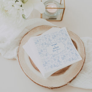 Serviette En Papier Baby-Shower Minimaliste Vintage Bleu pour Garçon