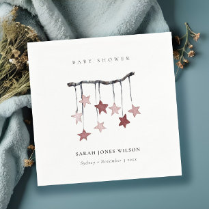 Serviette En Papier Baby shower mobile Bleu Simple Rose Star