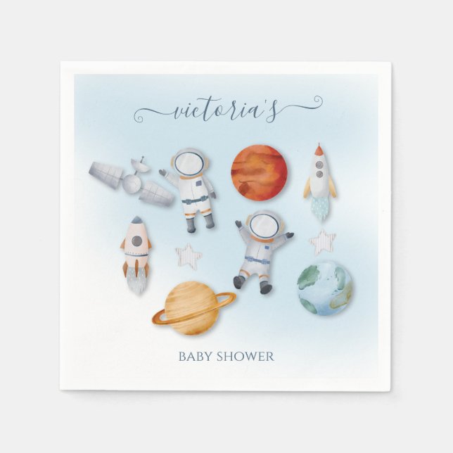 Serviette En Papier Baby shower mobile des astronautes spatiaux (Devant)