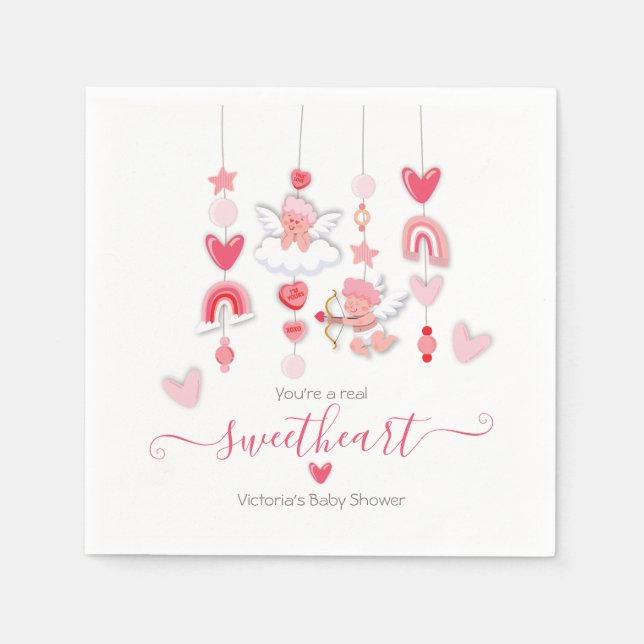 Serviette En Papier Baby shower mobile Valentine Sweetheart (Devant)