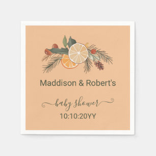 Serviette En Papier Baby shower moderne d'agrumes d'hiver séchés