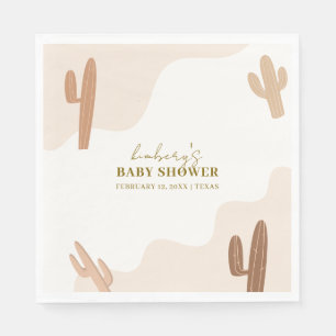 Serviette En Papier Baby shower moderne de Boho Cactus neutre par sexe