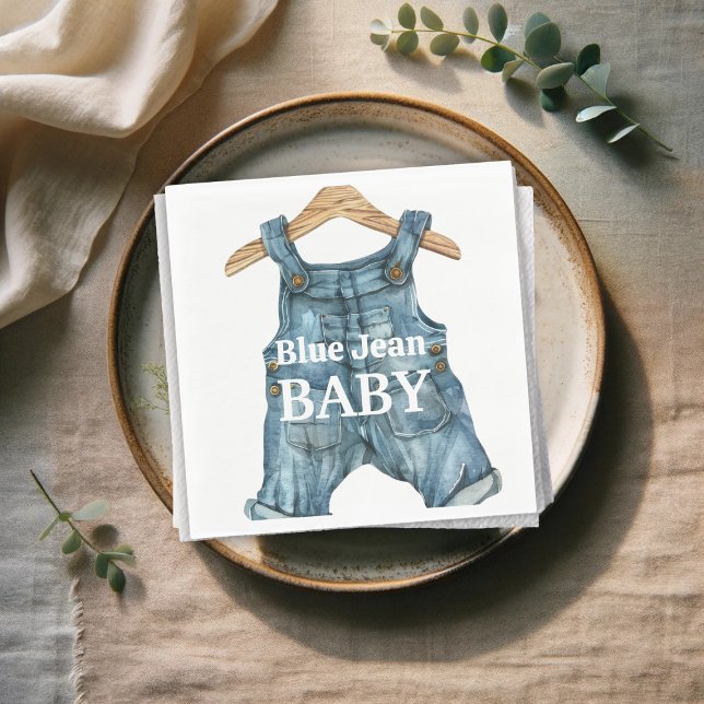 Serviette En Papier Baby shower moderne Denim Blue Jean Baby Boy (Créateur téléchargé)