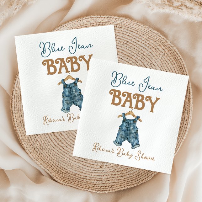 Serviette En Papier Baby shower moderne Denim Boy Blue Jean (Créateur téléchargé)