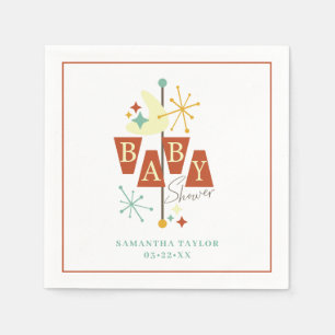 Serviette En Papier Baby shower moderne du milieu du siècle