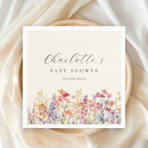 Serviette En Papier Baby shower moderne et Fleur sauvage
