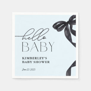 Serviette En Papier Baby shower moderne Hello Baby Black Bow