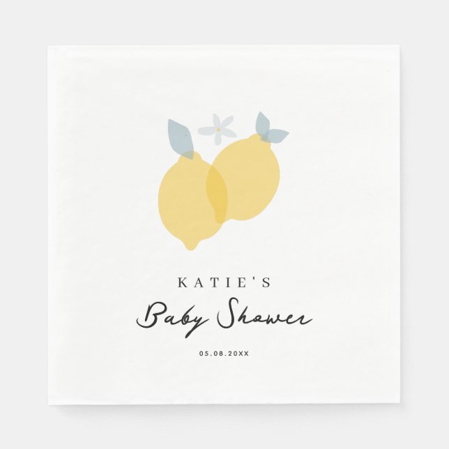 Serviette En Papier Baby shower moderne Pastel Citrus Lemons (Devant)