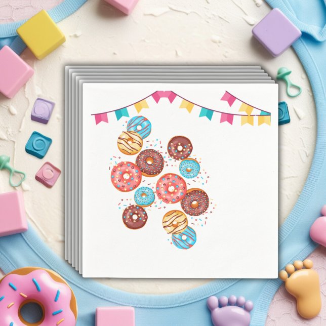Serviette En Papier Baby shower moderne pour bébés Donut arroser (Créateur téléchargé)