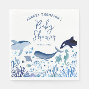 Serviette En Papier Baby shower moderne Under the Sea pour garçons