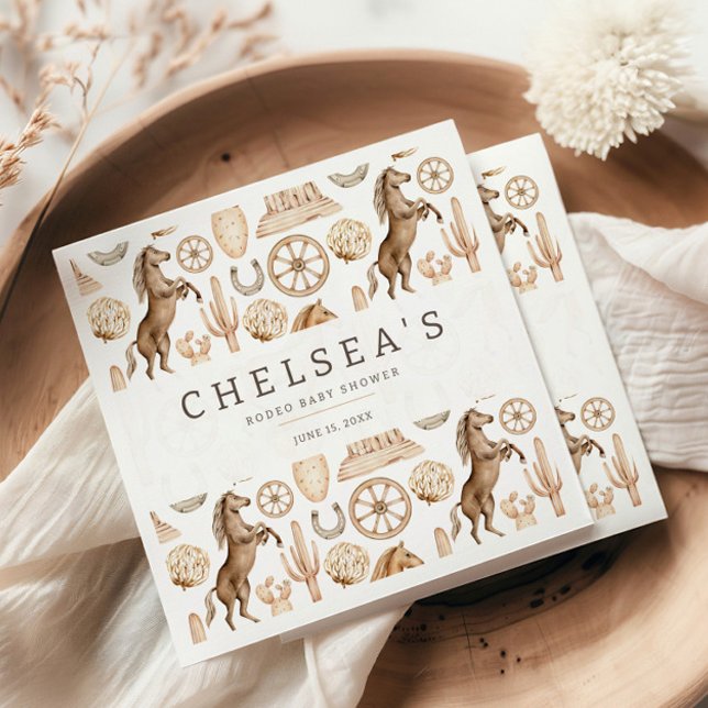 Serviette En Papier Baby shower moderne Western Rodeo Watercolor (Créateur téléchargé)