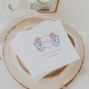 Serviette En Papier Baby shower Monogramme de fille rose Bow