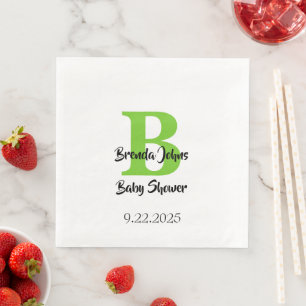 Serviette En Papier Baby shower Monogramme Nom Jungle verte Thème