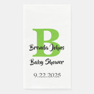Serviette En Papier Baby shower Monogramme Nom Jungle verte Thème