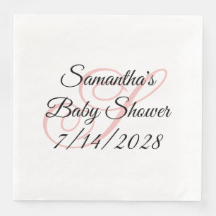 Serviette En Papier Baby shower Monogramme rose