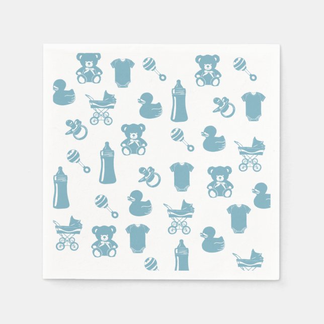 Serviette En Papier Baby shower Motif bleu (Devant)