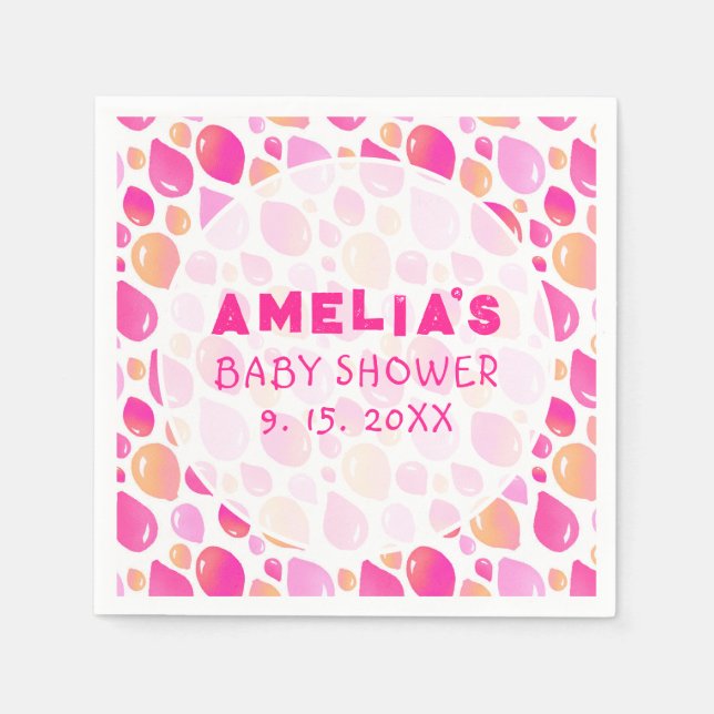 Serviette En Papier Baby shower Motif de bimbo rose Balloon (Devant)