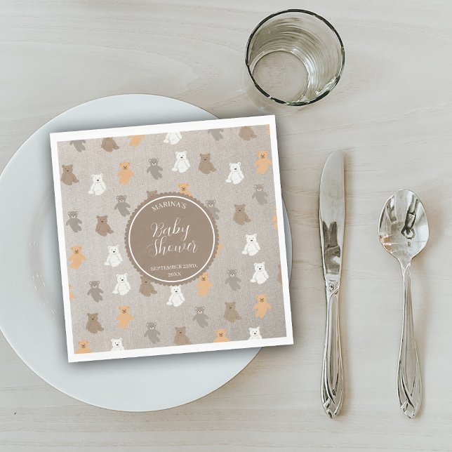 Serviette En Papier Baby shower Motif de mignet ours (Cute Bear Pattern Baby Shower Welcome Sign Napkins
)