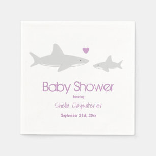 Serviette En Papier Baby shower mou pourpre du coeur des requins