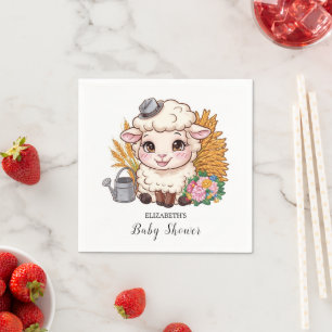 Serviette En Papier Baby shower mouton coloré Pastel