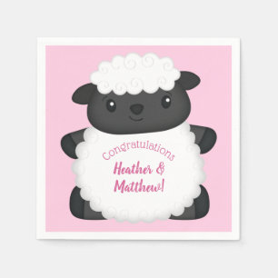 Serviette En Papier Baby shower mouton rose