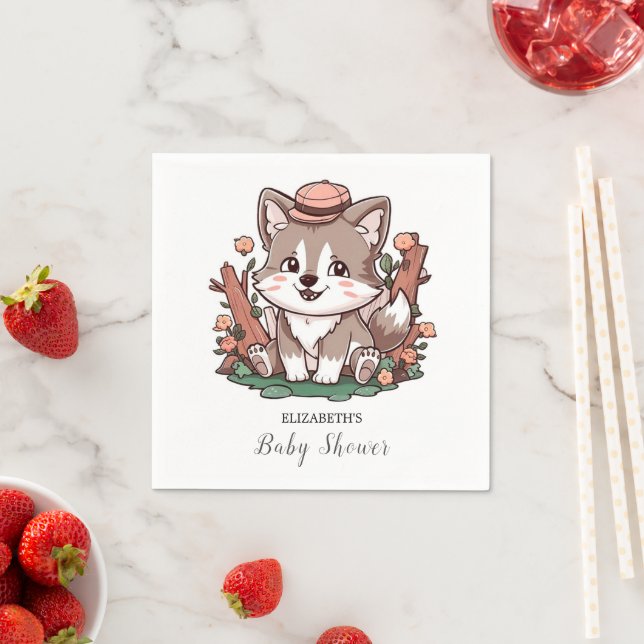 Serviette En Papier Baby shower Mystical Dreamy Wolf (En situation)