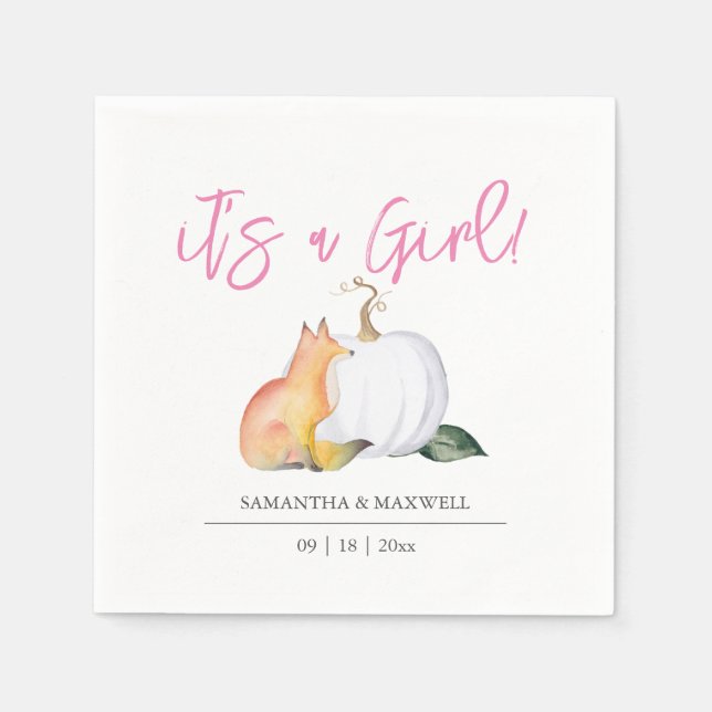 Serviette En Papier Baby shower Napkins Automne Citrouille bois (Devant)