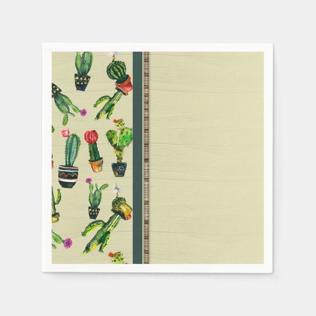 Serviette En Papier Baby shower naturel du sud-ouest de Cactus Plante (Devant)
